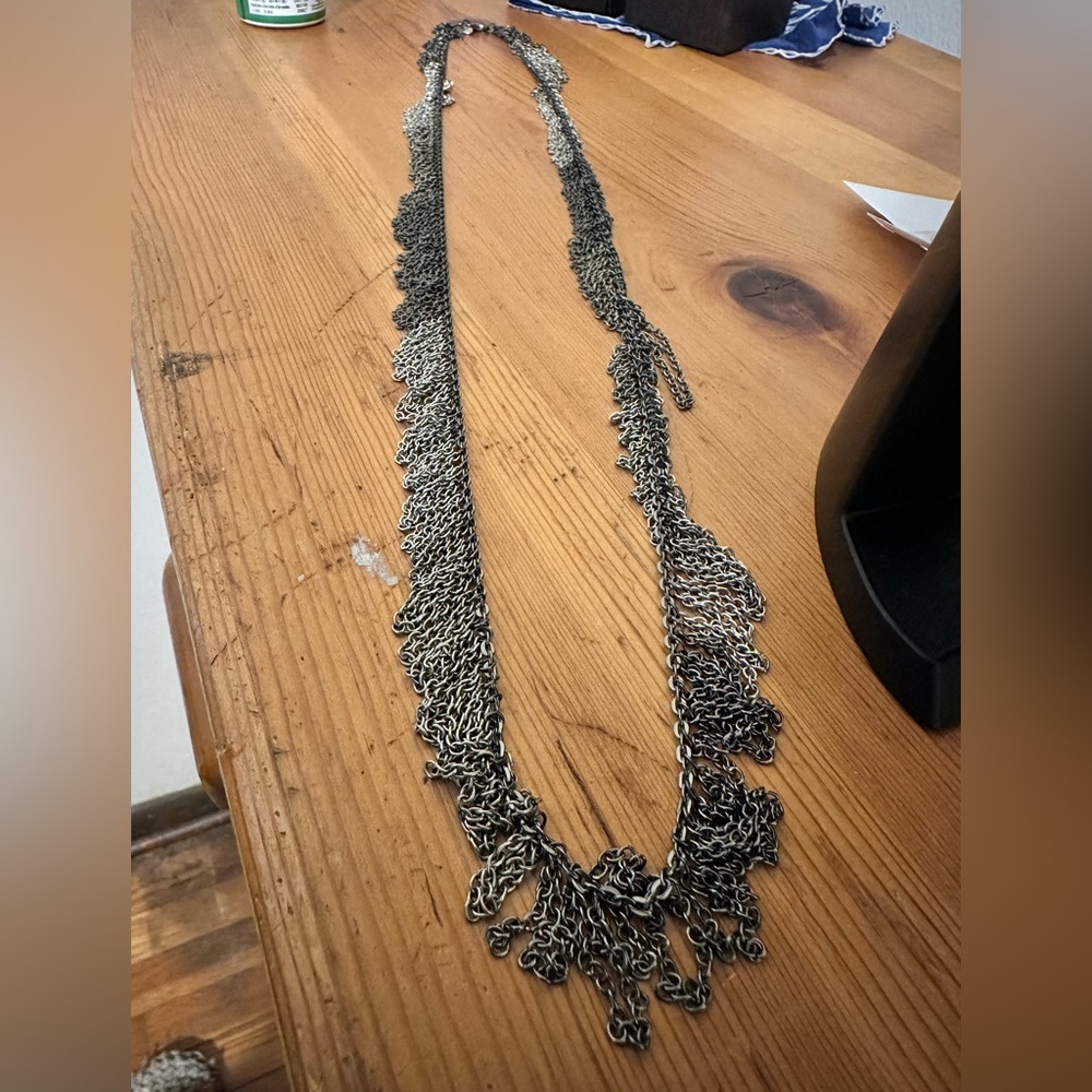 2 Tone Silver Chain Necklace 18”